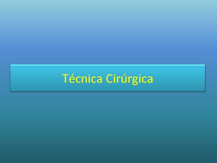 Técnica Cirúrgica 