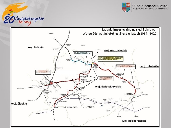 Zadania inwestycyjne na sieci kolejowej Województwa Świętokrzyskiego w latach 2014 - 2020 