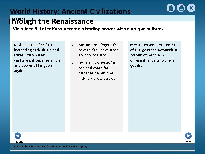 World History: Ancient Civilizations Through the Renaissance Chapter 4 Main Idea 3: Later Kush