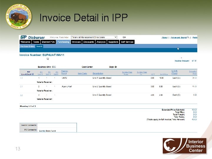 Invoice Detail in IPP 13 