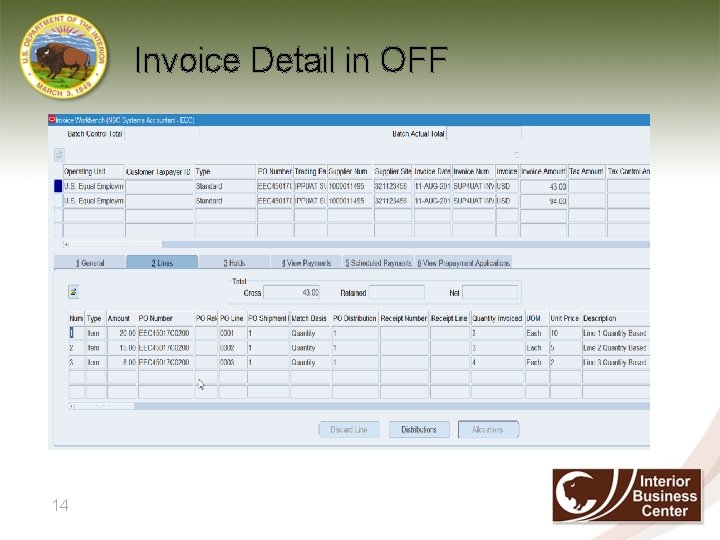 Invoice Detail in OFF 14 