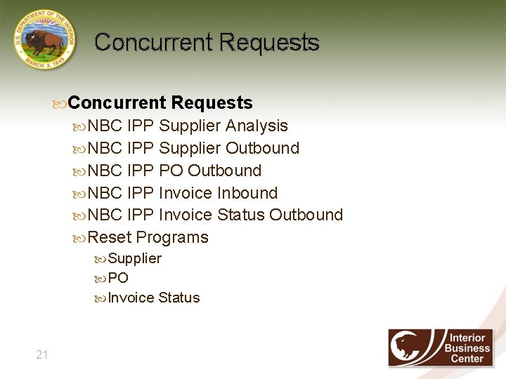 Concurrent Requests NBC IPP Supplier Analysis NBC IPP Supplier Outbound NBC IPP PO Outbound