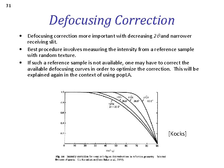 31 Defocusing Correction • Defocusing correction more important with decreasing 2 and narrower receiving