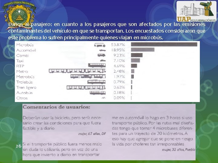 Daños al pasajero: en cuanto a los pasajeros que son afectados por las emisiones