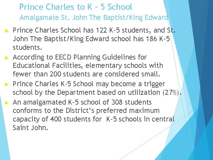 Prince Charles to K – 5 School Amalgamate St. John The Baptist/King Edward ►