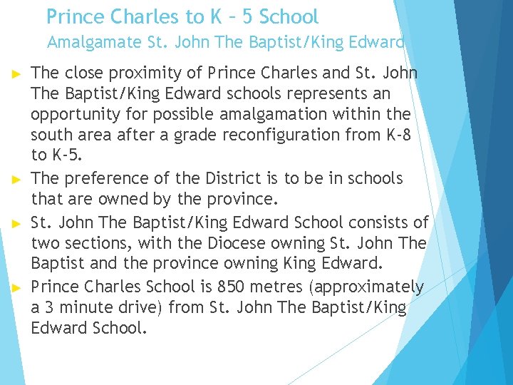 Prince Charles to K – 5 School Amalgamate St. John The Baptist/King Edward ►