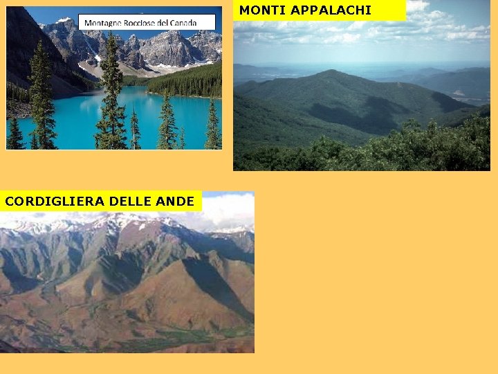 MONTI APPALACHI CORDIGLIERA DELLE ANDE 