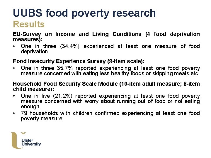 UUBS food poverty research Results EU-Survey on Income and Living Conditions (4 food deprivation