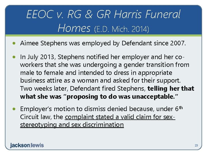 EEOC v. RG & GR Harris Funeral Homes (E. D. Mich. 2014) · Aimee