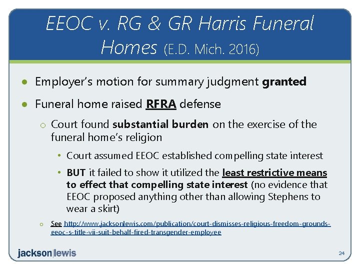 EEOC v. RG & GR Harris Funeral Homes (E. D. Mich. 2016) · Employer’s