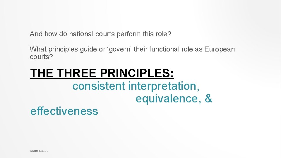 And how do national courts perform this role? What principles guide or ‘govern’ their