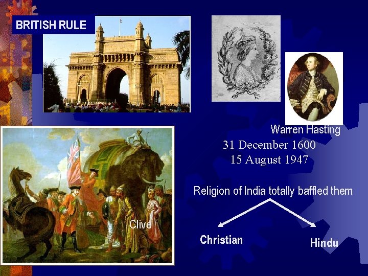 BRITISH RULE Warren Hasting 31 December 1600 15 August 1947 Religion of India totally