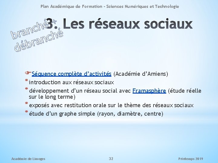 Plan Académique de Formation - Sciences Numériques et Technologie + é h c n