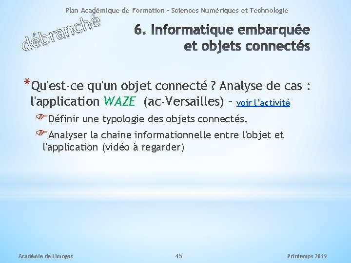 Plan Académique de Formation - Sciences Numériques et Technologie é h c n a