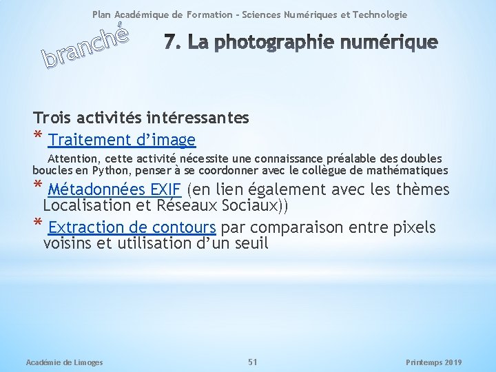 Plan Académique de Formation - Sciences Numériques et Technologie é h c n a