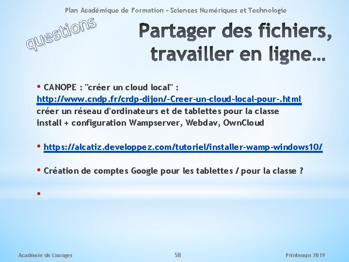 Plan Académique de Formation - Sciences Numériques et Technologie s n o i t