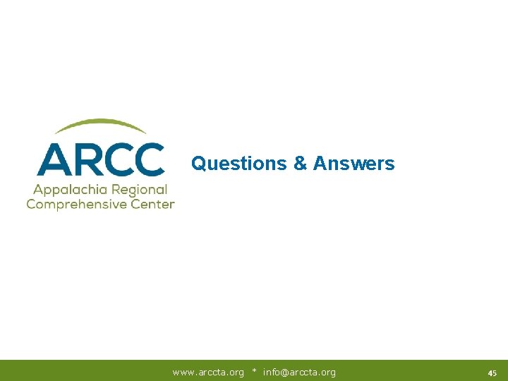 Questions & Answers www. arccta. org * info@arccta. org 45 