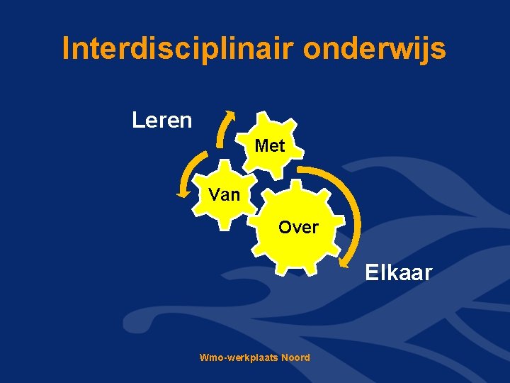 Interdisciplinair onderwijs Leren Met Van Over Elkaar Wmo-werkplaats Noord Interdisciplinair onderwijs Leren Met Van Over Elkaar Wmo-werkplaats Noord