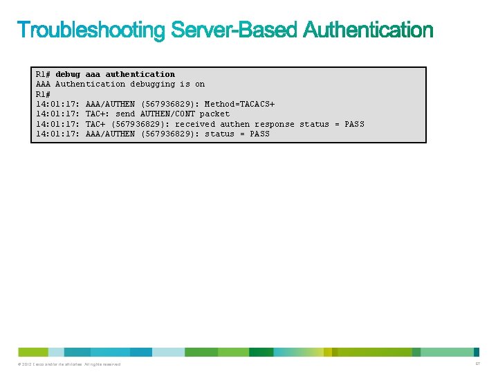 R 1# debug aaa authentication AAA Authentication debugging is on R 1# 14: 01: