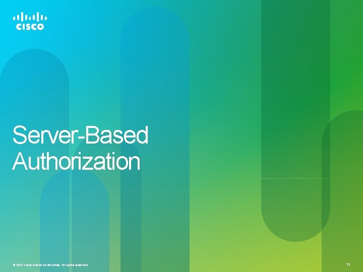 Server-Based Authorization © 2012 Cisco and/or its affiliates. All rights reserved. 73 