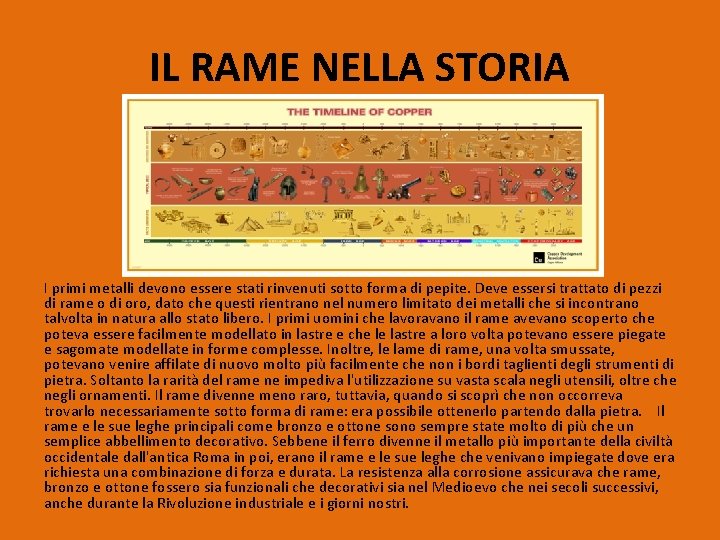 IL RAME NELLA STORIA I primi metalli devono essere stati rinvenuti sotto forma di