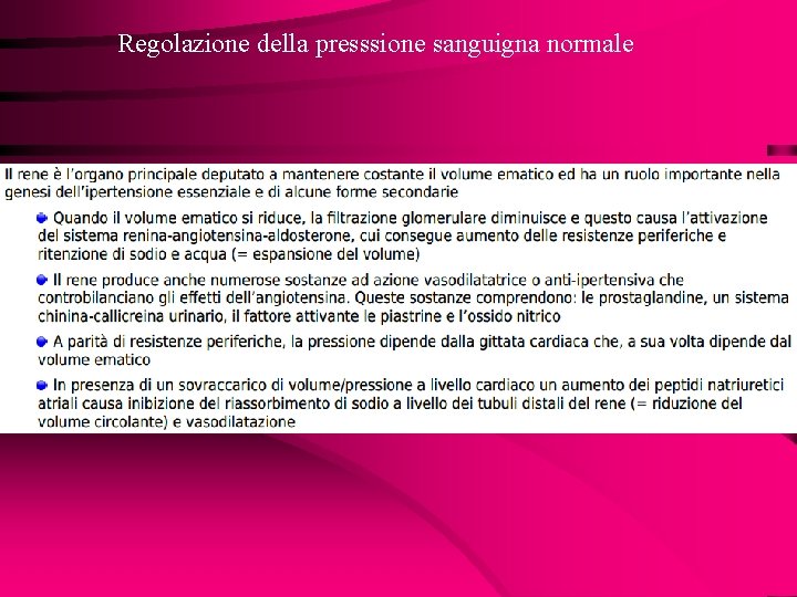 Regolazione della presssione sanguigna normale 