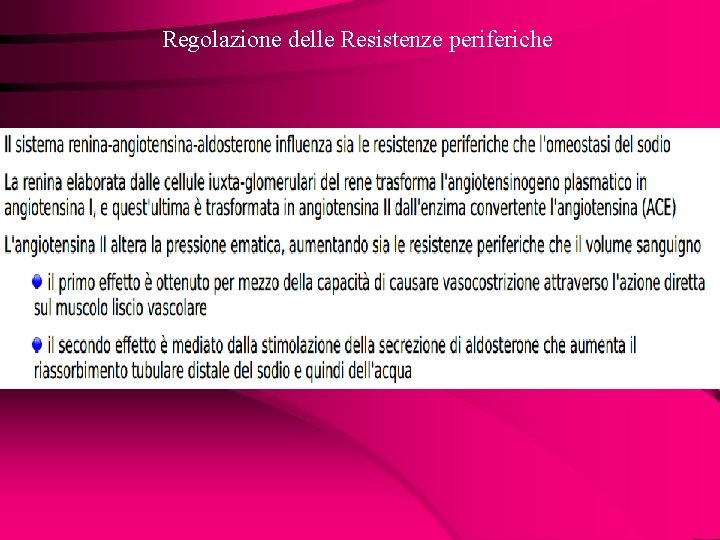 Regolazione delle Resistenze periferiche 