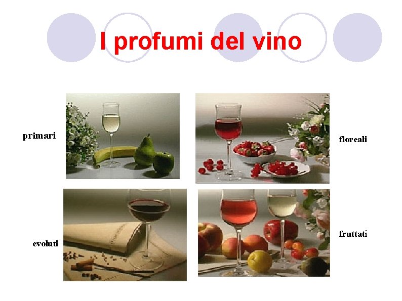 I profumi del vino primari evoluti floreali fruttati 