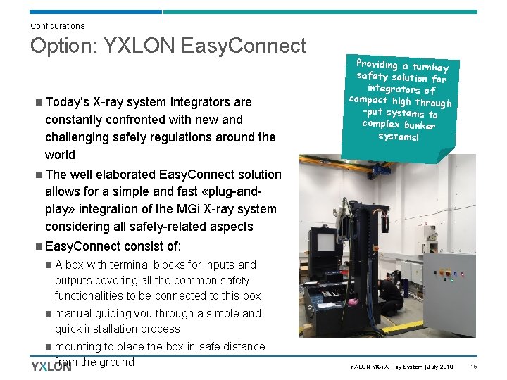 Configurations Option: YXLON Easy. Connect n Today’s X-ray system integrators are constantly confronted with