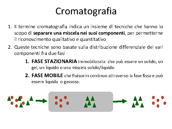 Cromatografia 1. Il termine cromatografia indica un insieme di tecniche hanno lo scopo di