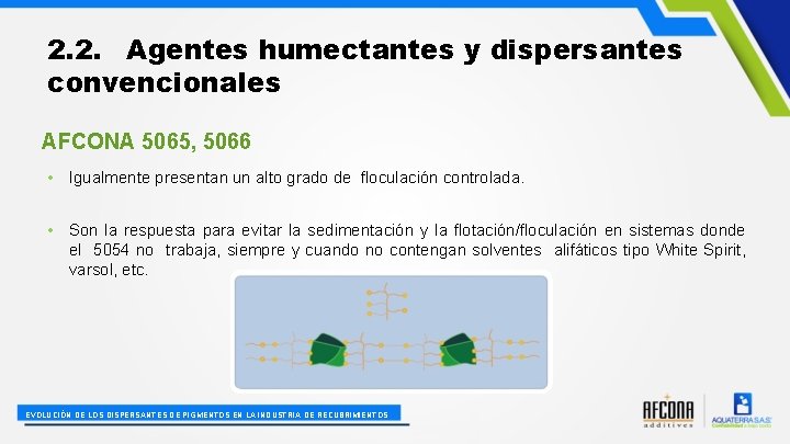 2. 2. Agentes humectantes y dispersantes convencionales AFCONA 5065, 5066 • Igualmente presentan un