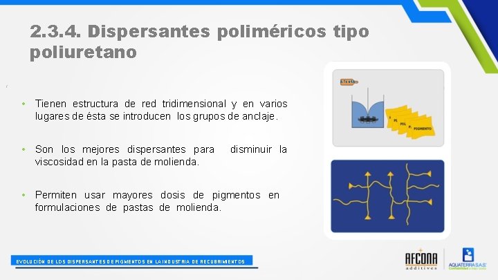 2. 3. 4. Dispersantes poliméricos tipo poliuretano AFCONA / • Tienen estructura de red