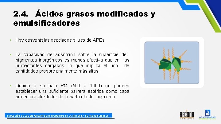 2. 4. Ácidos grasos modificados y emulsificadores • Hay desventajas asociadas al uso de