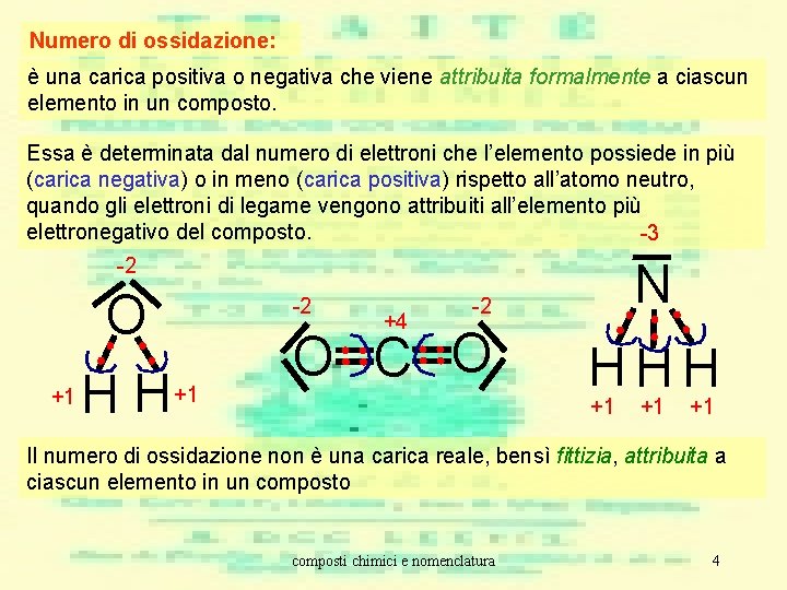 Numero di ossidazione: è una carica positiva o negativa che viene attribuita formalmente a Numero di ossidazione: è una carica positiva o negativa che viene attribuita formalmente a