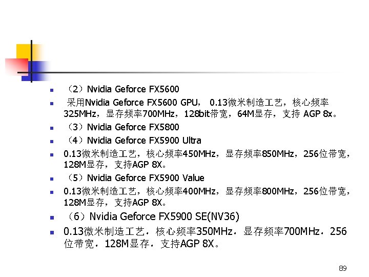 n n n n n （2）Nvidia Geforce FX 5600 采用Nvidia Geforce FX 5600 GPU，