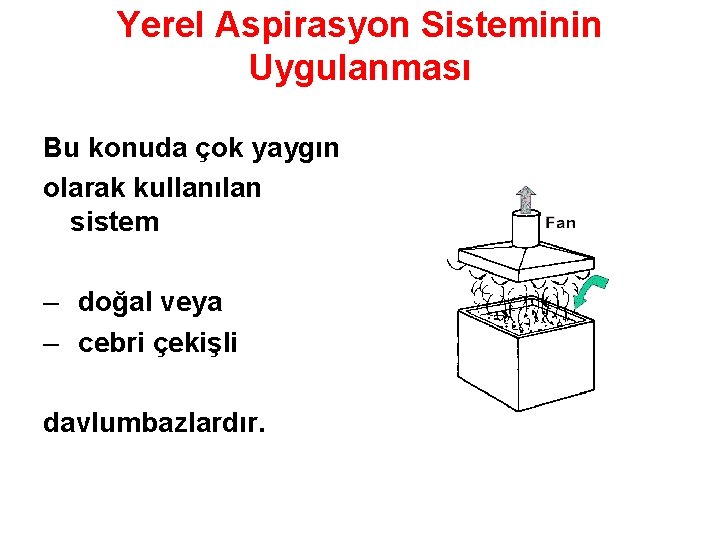 Yerel Aspirasyon Sisteminin Uygulanması Bu konuda çok yaygın olarak kullanılan sistem – doğal veya