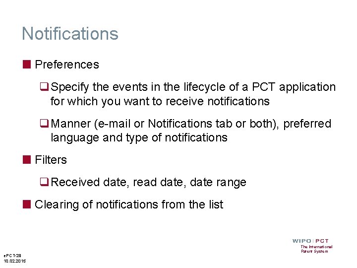Notifications ■ Preferences q. Specify the events in the lifecycle of a PCT application Notifications ■ Preferences q. Specify the events in the lifecycle of a PCT application