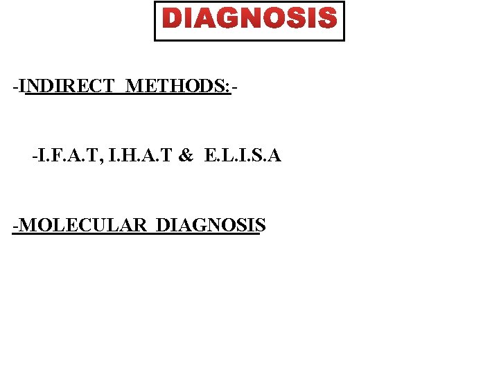 -INDIRECT METHODS: -I. F. A. T, I. H. A. T & E. L. I.