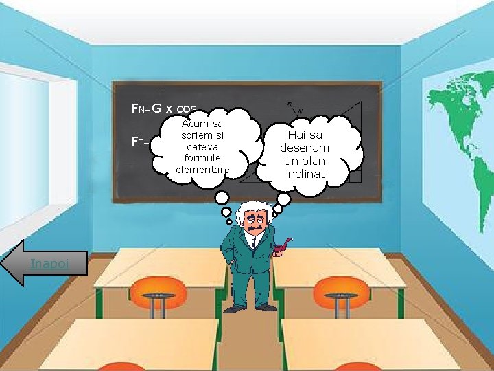 FN=G x cos Acum sa scriem si FT=G x sin cateva formule elementare Inapoi