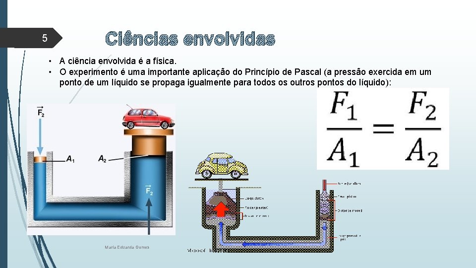 5 Ciências envolvidas • A ciência envolvida é a física. • O experimento é 5 Ciências envolvidas • A ciência envolvida é a física. • O experimento é