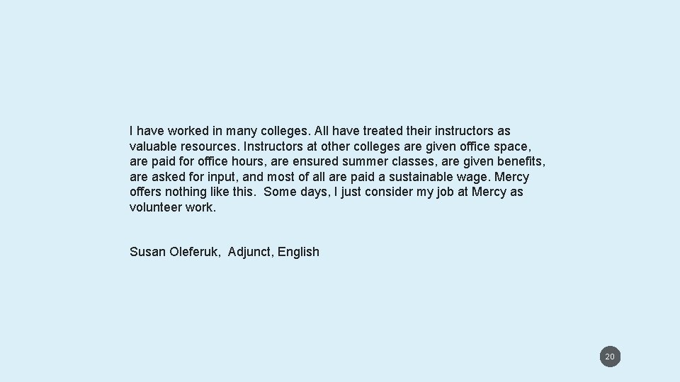 I have worked in many colleges. All have treated their instructors as valuable resources.