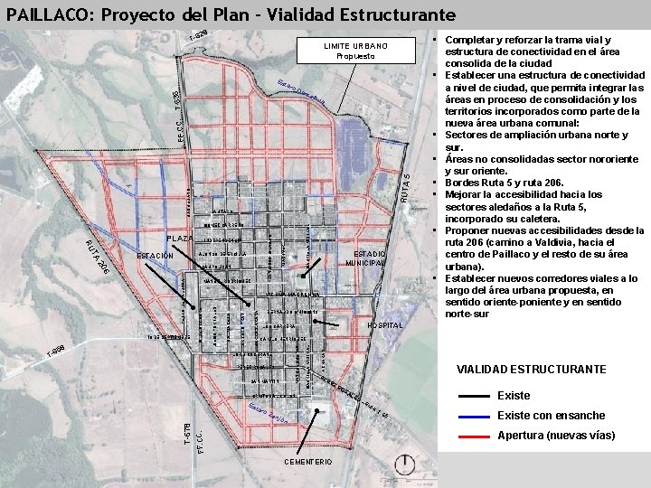 PAILLACO: Proyecto del Plan - Vialidad Estructurante 28 T-6 LIMITE URBANO Propuesto BAQUEDANO RUTA