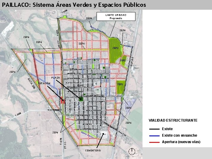 PAILLACO: Sistema Áreas Verdes y Espacios Públicos 28 T-6 LIMITE URBANO Propuesto ZEP 4