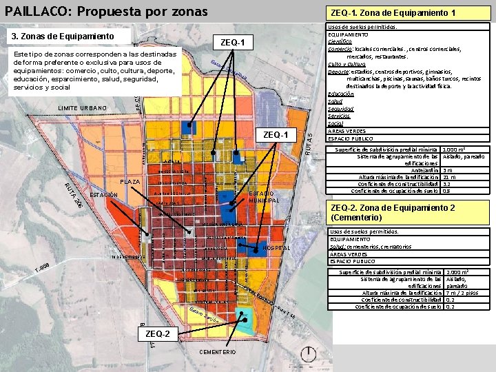 PAILLACO: Propuesta por zonas ZEQ-1. Zona de Equipamiento 1 3. Zonas de Equipamiento ZEQ-1