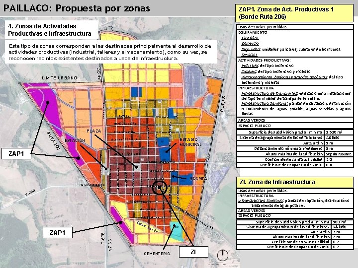 PAILLACO: Propuesta por zonas ZAP 1. Zona de Act. Productivas 1 (Borde Ruta 206)