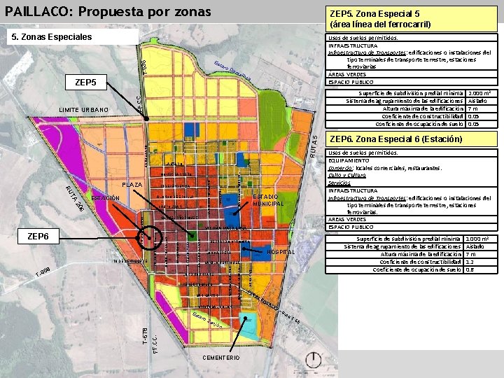 PAILLACO: Propuesta por zonas ZEP 5. Zona Especial 5 (área línea del ferrocarril) 5.