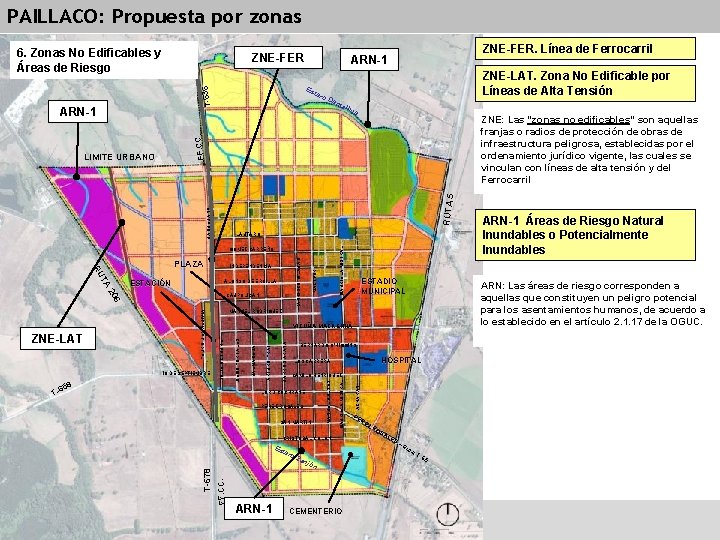 PAILLACO: Propuesta por zonas 6. Zonas No Edificables y Áreas de Riesgo ZNE-FER ZNE-LAT.