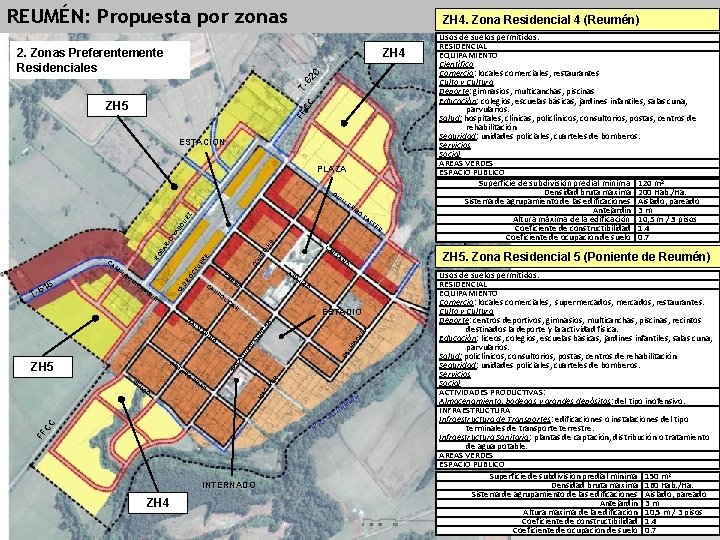 REUMÉN: Propuesta por zonas ZH 4. Zona Residencial 4 (Reumén) ZH 4 T 62