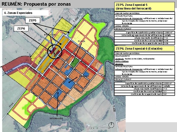 REUMÉN: Propuesta por zonas ZEP 5. Zona Especial 5 (área línea del ferrocarril) 4.