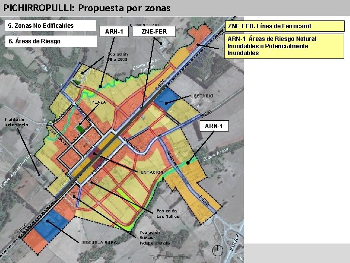 PICHIRROPULLI: Propuesta por zonas 5. Zonas No Edificables CEMENTERIO ZNE-FER. Línea de Ferrocarril FF